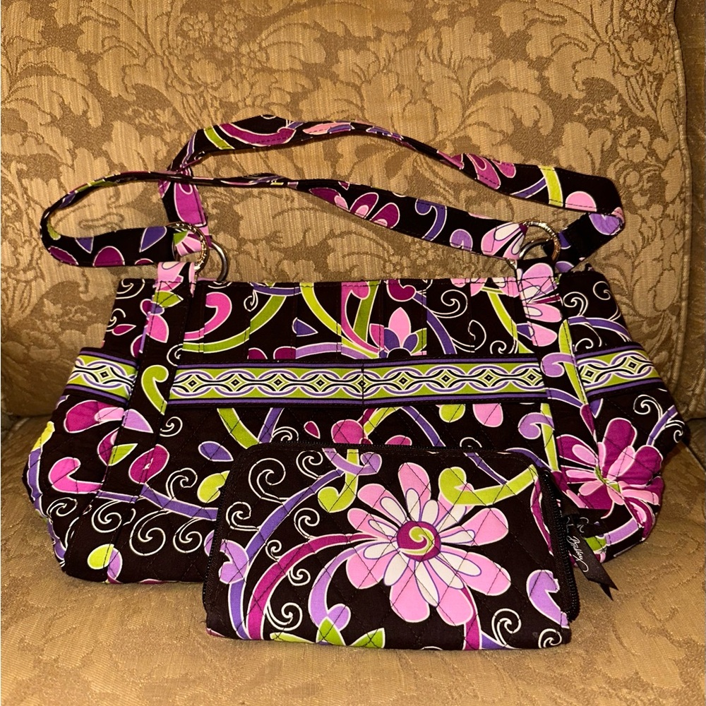 Vera Bradley Purple Punch Shoulder Bag and Wallet